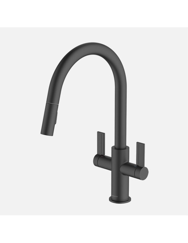 Robinet Clearwater Kira Double Levier Et Douchette Extractible Noir Mat