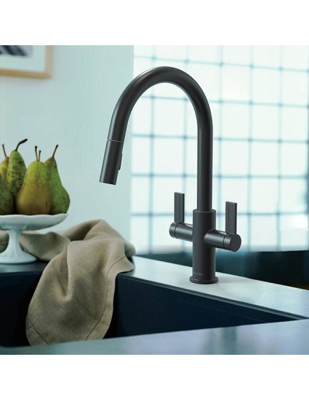 Robinet Clearwater Kira Double Levier Et Douchette Extractible Noir Mat