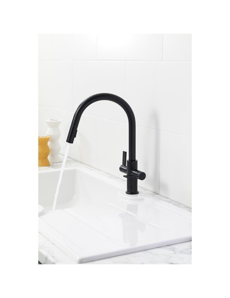 Robinet Clearwater Kira Double Levier Et Douchette Extractible Noir Mat
