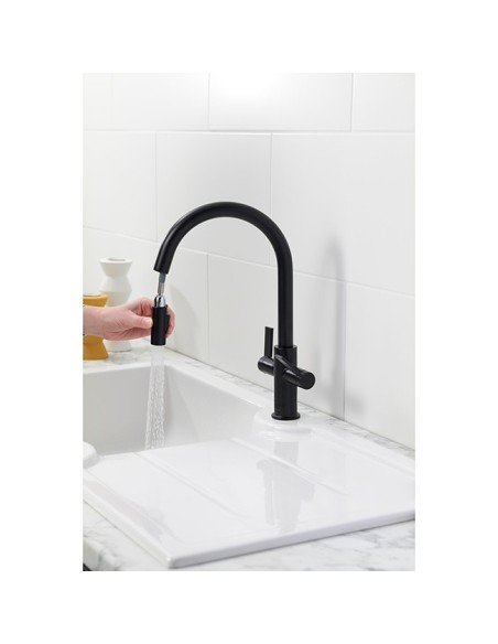 Robinet Clearwater Kira Double Levier Et Douchette Extractible Noir Mat